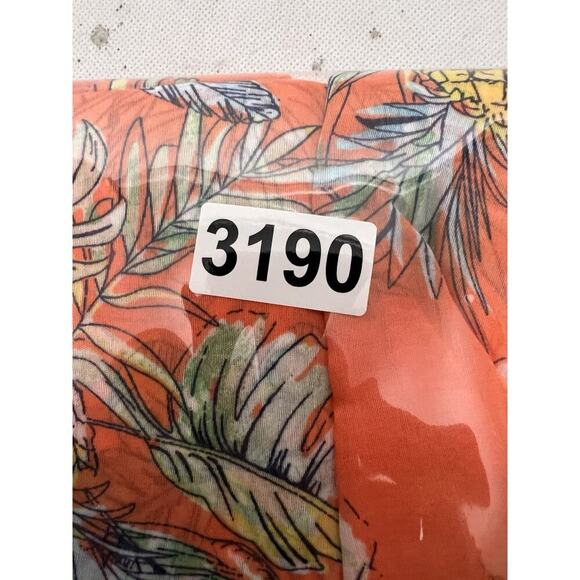 Beach Lunch Lounge Orange Pineapple Print Tunic Medium Semi Sheer - Picture 9 of 9